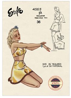 1940's French Knickers and Bra PDF Sewing Pattern Bust 36 - Etsy