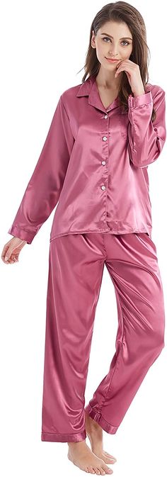 Light Burgundy, Satin Pjs, Classic Pajamas