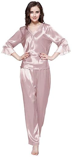 Silk Pajamas Set, Tap Pants, Satin Fashion, Silk Sleepwear