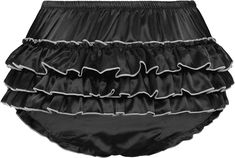 Satini Frilly Sissy Ruffled French Knickers Briefs Lingerie Silky Satin Underwear Panties (Black, XL) : Amazon.co.uk: Fashion