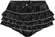 Satini Frilly Sissy Ruffled French Knickers Briefs Lingerie Silky Satin Underwear Panties (Black, XL) : Amazon.co.uk: Fashion