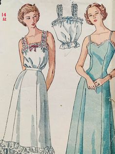 Vintage 1940's Simplicity Sewing Pattern 2643 Women's Size 14 Bust 32 Midi Princess Slip Petticoat and Camisole Cut Pattern pieces have been cut - All pieces have been counted and are present Make these very retro full/half slip and camisole Pattern 