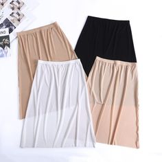 40/70CM Fashion Comfortable Underskirt Slip Skirt Under Dress Petticoat Lingerie Satin Skirt Ladies