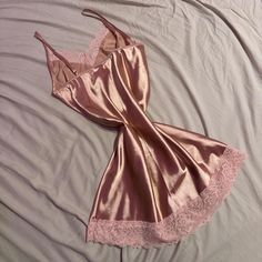 baby pink satin slip dress<3