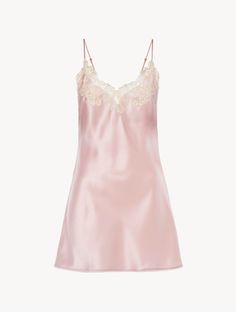 Pink silk slip dress with frastaglio